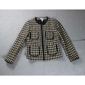 Vintage Talbots Jacket Tweed Womens 8 Black Brown Airy 4 Pocket Button Up USA